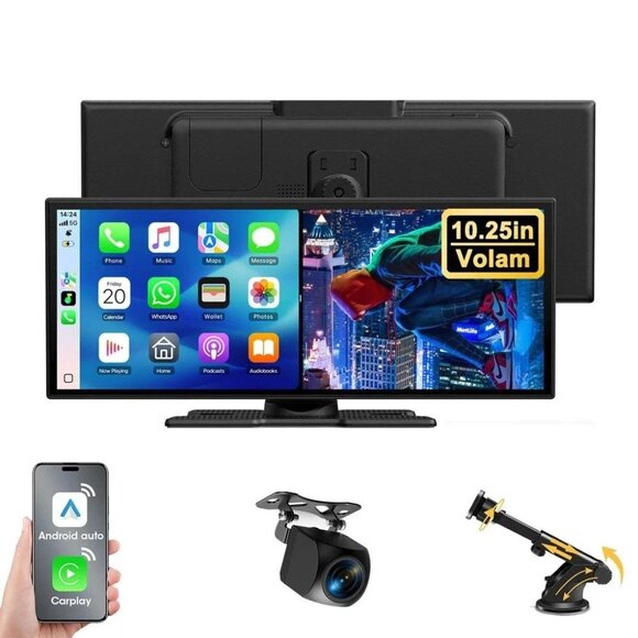 10.25" Wireless CarPlay Screen w/Youtube Netflix Video Portable Car Stereo Radio - Picture 1 of 8